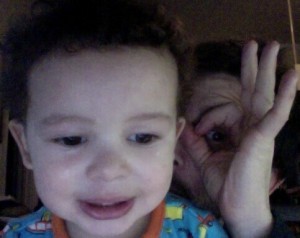Our son, Ivan, and I checking out my Facebook page.